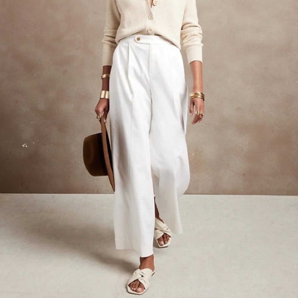 Banana Republic Linen Blend Wide Leg Trousers 10 Petite